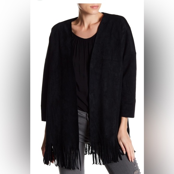 Velvet by Graham & Spencer Black Cardigan with Fringe Details - Picture 2 of 10